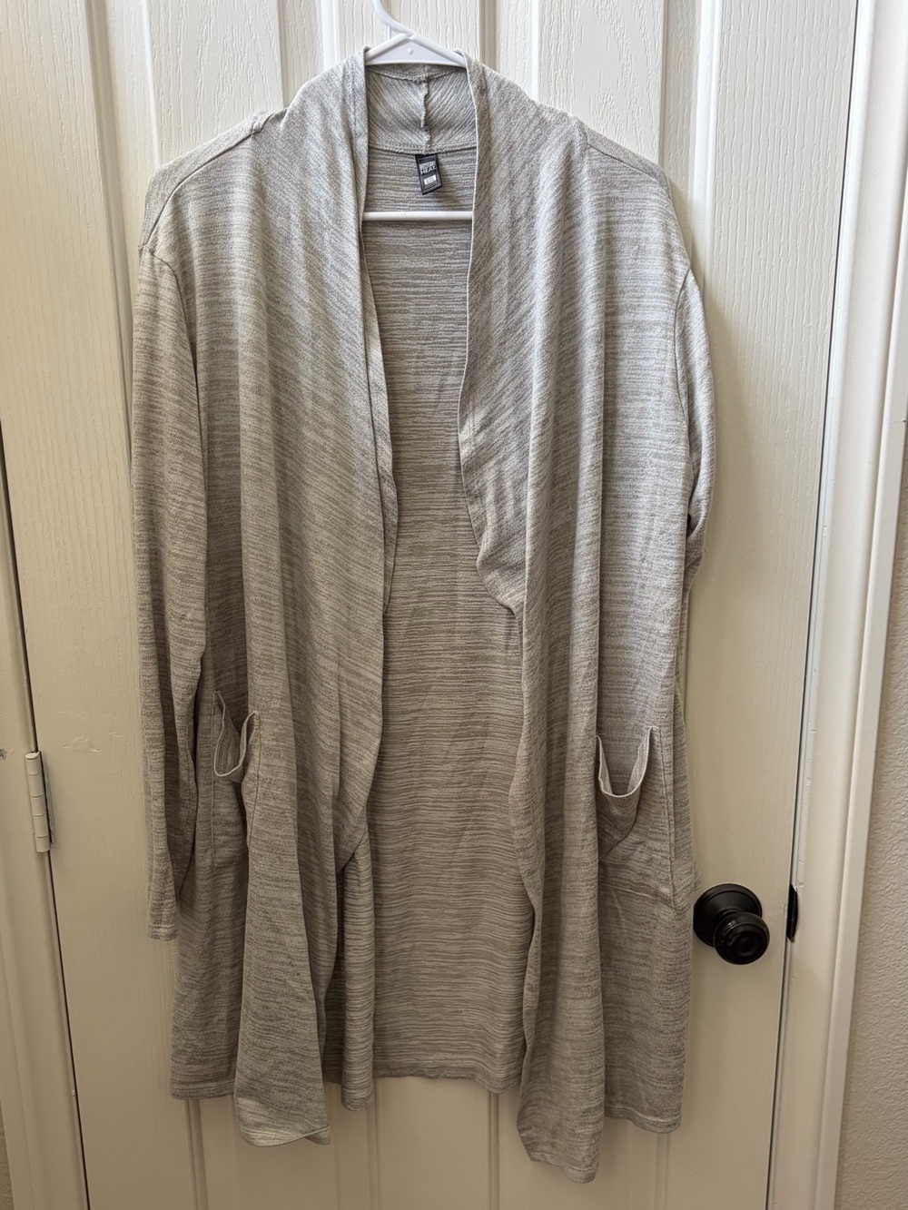 Light Heather Gray Open-Front Drape Cardigan